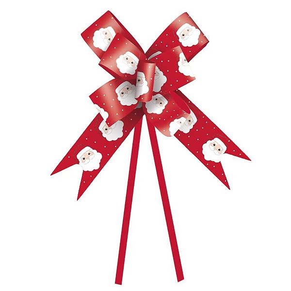 Laço Pronto Vermelho Papai Noel Noelito - 10 unidades - Cromus - Rizzo Embalagens
