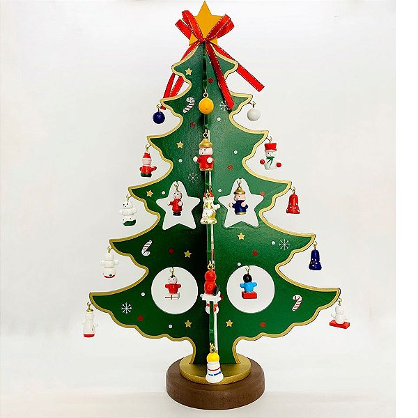 Enfeite de Madeira Árvore de Natal - 30cm - 1 unidade - Artlille - Rizzo Embalagens