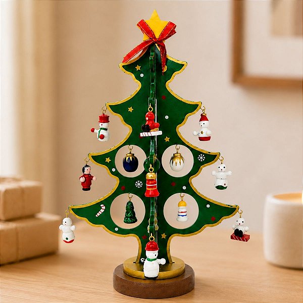 Enfeite de Madeira Árvore de Natal - 20cm - 1 unidade - Artlille - Rizzo Embalagens