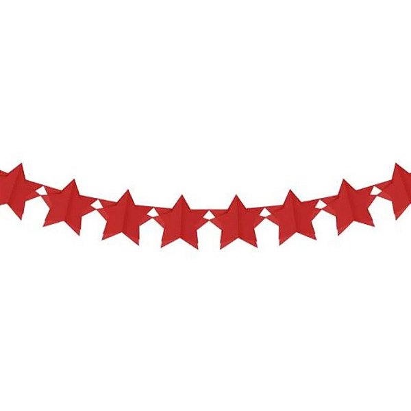 Faixa Decorativa - Estrela 3D - Vermelho - 3,60 m - 1 unidade - Cromus - Rizzo