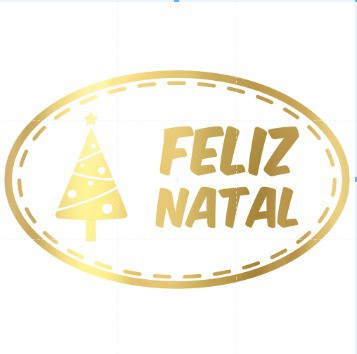 Adesivo "Feliz Natal Oval" - Ref.2053 - Hot Stamping - 100 unidades - Stickr - Rizzo