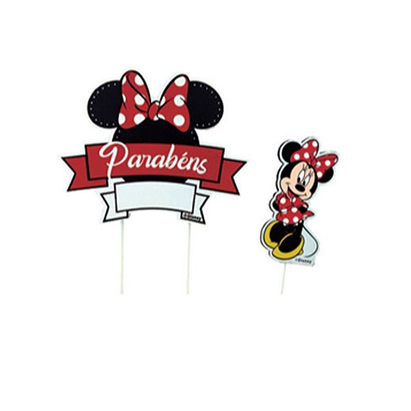 Topper de bolo Minnie Mouse rosa c/ 6 unidades Regina Festas