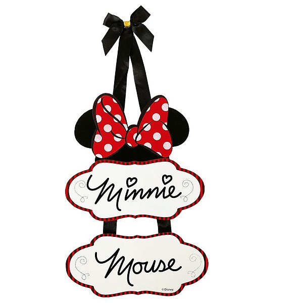 Placa Com 2 Partes - Minnie Mouse - MDF - 1 unidade - Grintoy - Rizzo