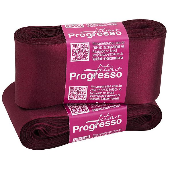 Fita de Cetim Marsala - Cor 1355 - 10m x 50mm  - 1 unidade - Fitas Progresso - Rizzo Embalagens