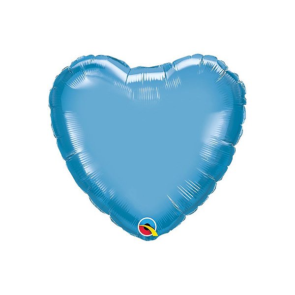 Balão de Festa Microfoil 18" 46cm - Coração Chrome Azul - 1 unidade - Qualatex - Rizzo