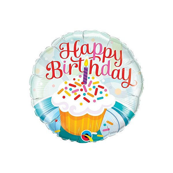 Balão de Festa Microfoil 18" 46cm - Cupcake de Aniversário - 1 unidade - Qualatex - Rizzo