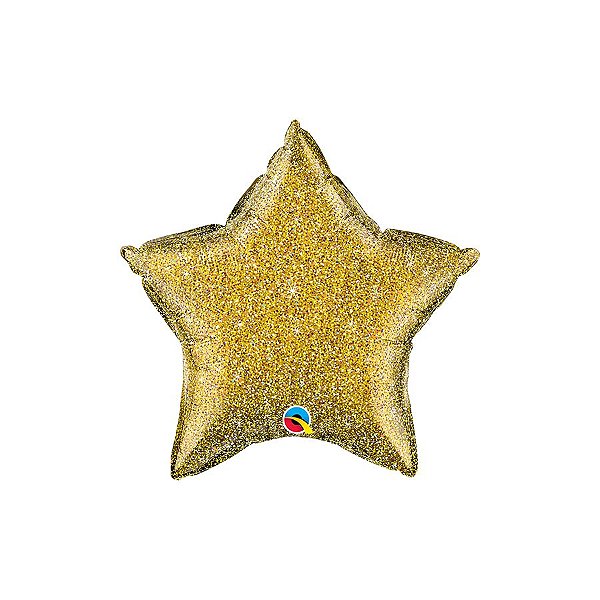 Balão de Festa Microfoil 20" 51cm - Estrela Ouro Glitter - 1 unidade - Qualatex - Rizzo