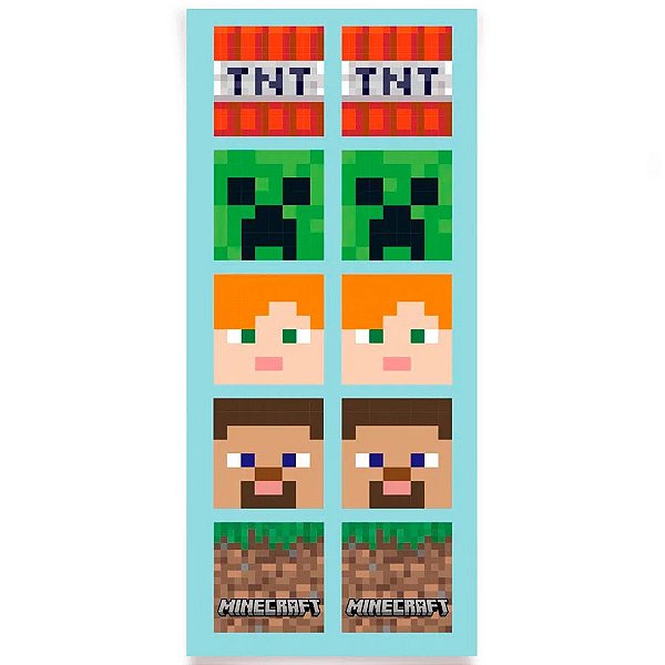 Caixa Cubo Minecraft - 6 cm x 12 cm - 8 unidades - Cromus - Rizzo