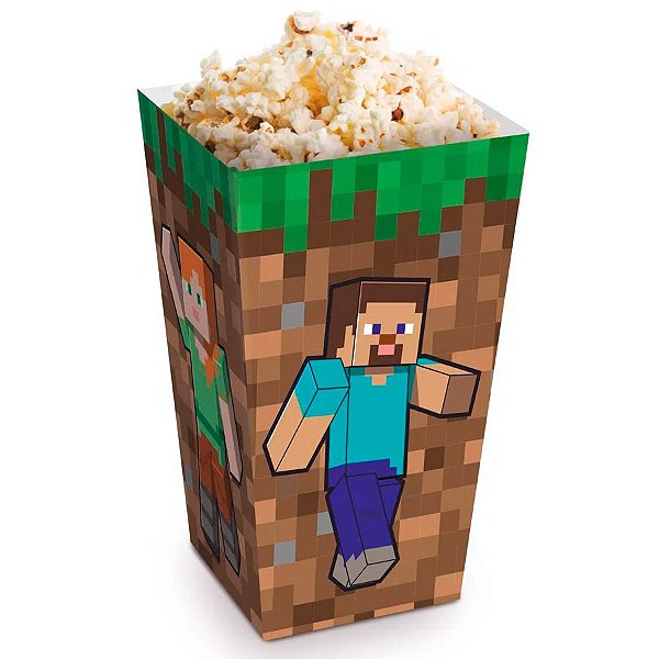 Caixa para Pipoca Minecraft - 6 cm x 12 cm - 10 unidades - Cromus - Rizzo
