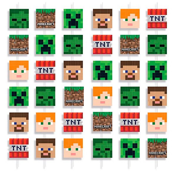 Bolo De Aniversário Para Fã De Um Jogo Minecraft Sobre Fundo Verde