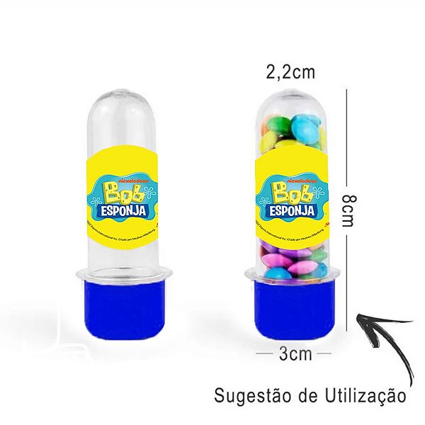 Mini Tubete Lembrancinha Azul - Festa Bob Esponja - 8cm - 20 unidades - Rizzo
