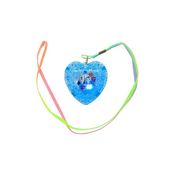 Colar Pisca com LED Colorido - Coração Azul - 1 unidade - Rizzo