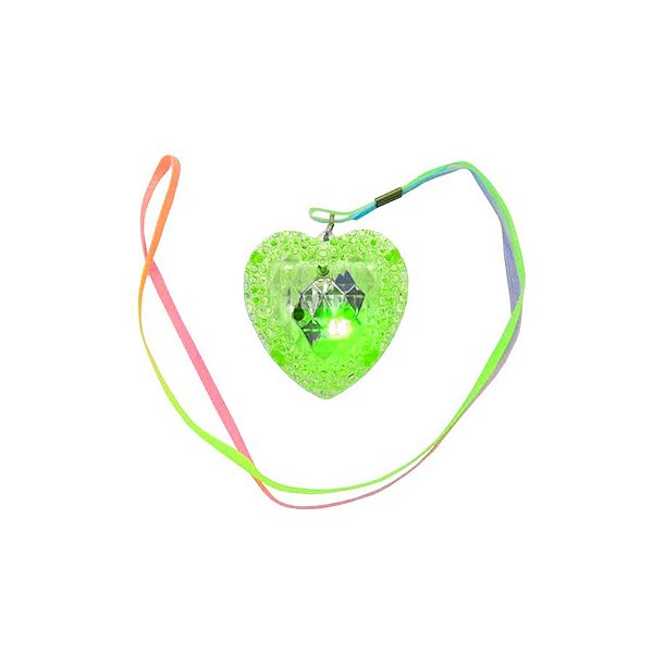 Colar Pisca com LED Colorido - Coração Verde - 1 unidade - Rizzo