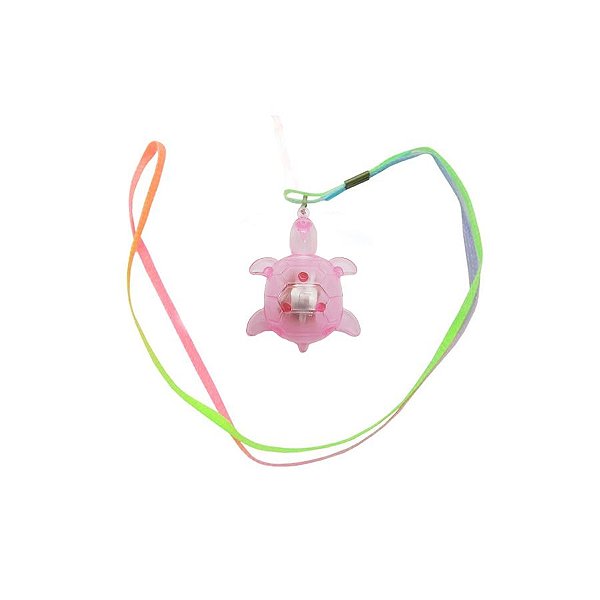 Colar Pisca com LED Colorido - Tartaruga Rosa - 1 unidade - Rizzo