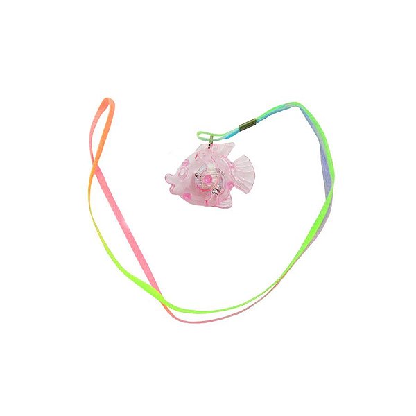 Colar Pisca com LED Colorido - Peixe Rosa - 1 unidade - Rizzo