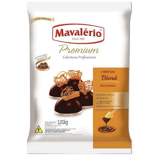 Cobertura em Gotas para derreter Chocolate Blend 1 kg Mavalério Rizzo Confeitaria
