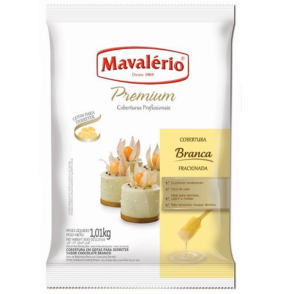 Cobertura em Gotas para derreter Chocolate Branco 1 kg Mavalério Rizzo Confeitaria