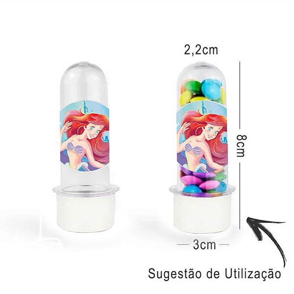 Mini Tubete Lembrancinha Branco - Festa Pequena Sereia - 8cm - 20 unidades - Rizzo