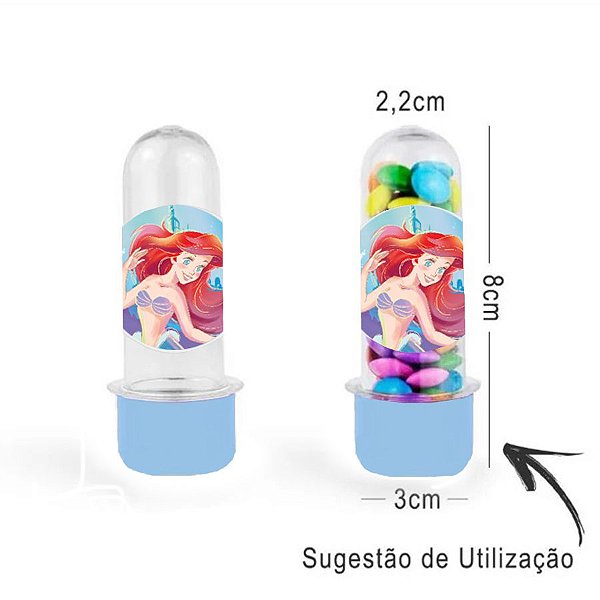Mini Tubete Lembrancinha Azul Claro - Festa Pequena Sereia - 8cm - 20 unidades - Rizzo