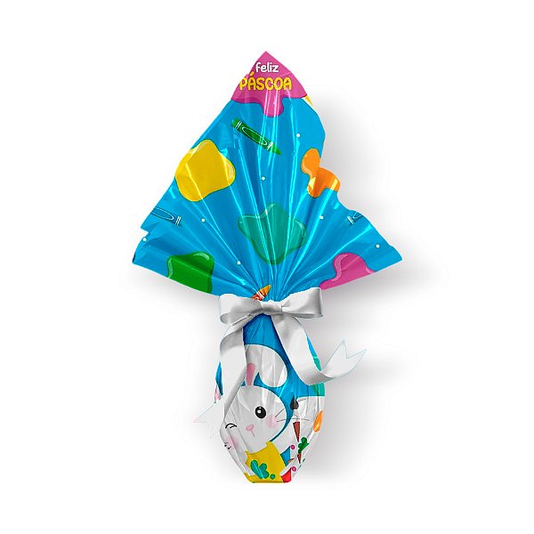Saco Express 24x24cm para Ovos de 100g a 150g - Pintura Azul - 5 unidades - Cromus Páscoa - Rizzo
