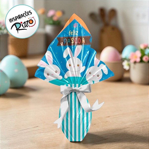 Saco Express 35x35cm para Ovos de 250g a 350g - Luke's Family Azul - 5 unidades - Cromus Páscoa - Rizzo