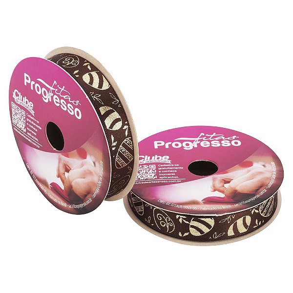 Fita de Cetim 15mm x 10m - Ovos de Páscoa - Marrom  ECF003H Cor 452 - 1 unidade - Fitas Progresso - Rizzo