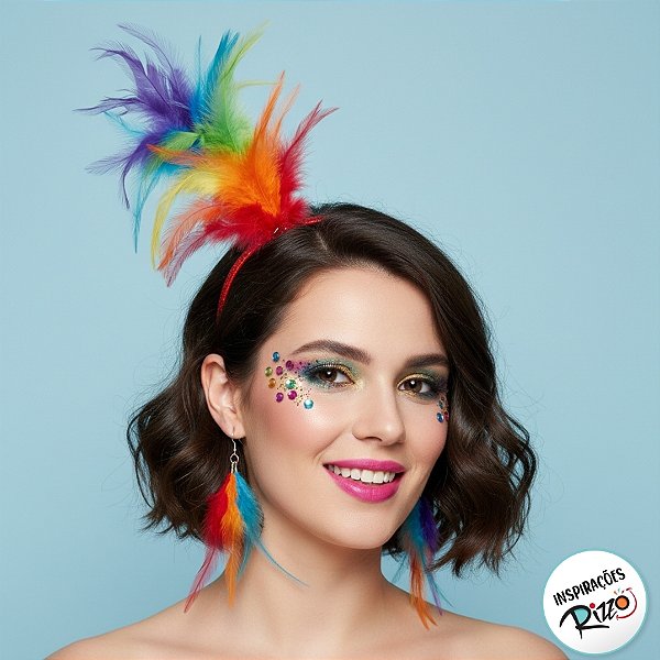 Kit Adereços - Carnaval - Penas Multicolor - 1 unidade - Cromus - Rizzo