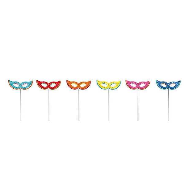 Pick Decorativo Mascara de Carnaval - 12 unidades - Cromus - Rizzo