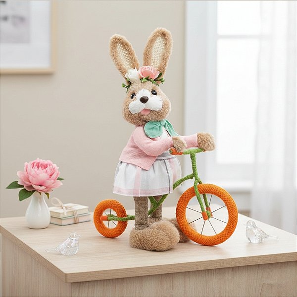 Coelho Decorativo Com Bicicleta - Happy Sunday - 1 unidade - Cromus Páscoa - Rizzo