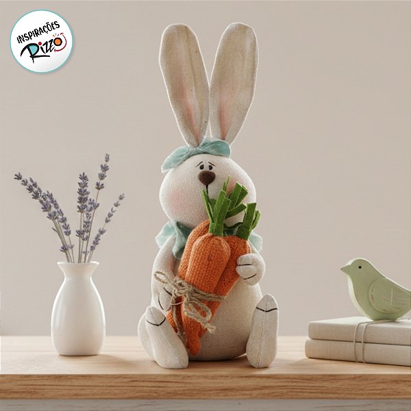 Coelho Decorativo Com 3 Cenouras - Terracota - 1 unidade - Cromus Páscoa - Rizzo