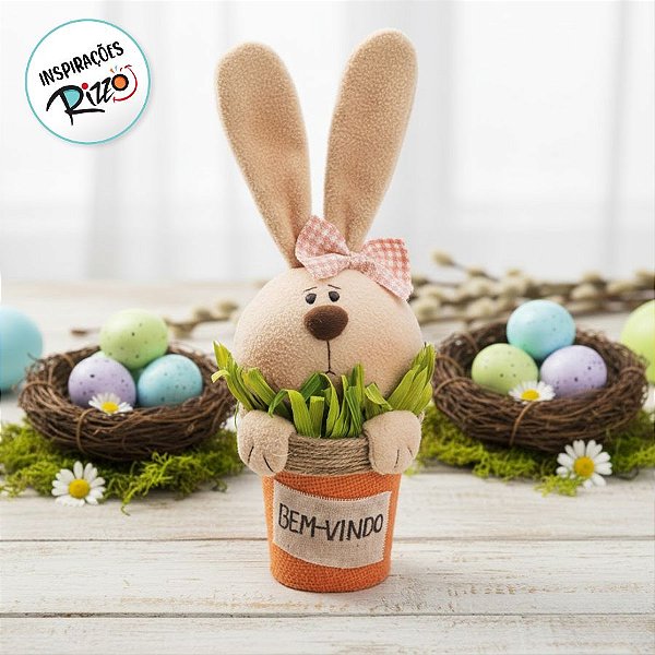 Vaso Decorativo Com Coelho - Terracota - 1 unidade - Cromus Páscoa - Rizzo