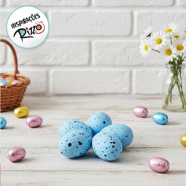 Saco de Ovinhos de Páscoa Decorativos - Azul - 15 unidades - Rizzo