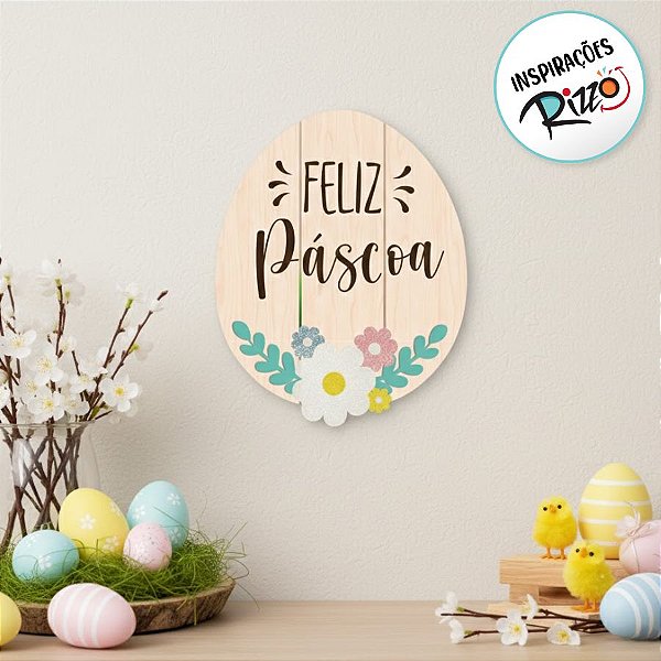 Placa Decorada Ovo Feliz Páscoa - 1 unidade - Grintoy - Rizzo