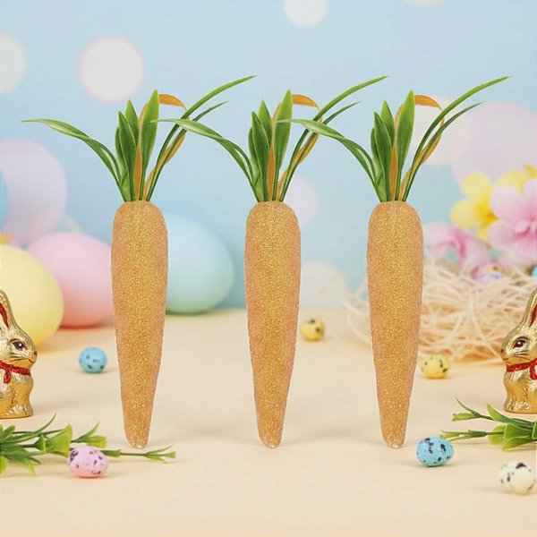Cenouras Decorativas G com Glitter - 3 unidades - Rizzo