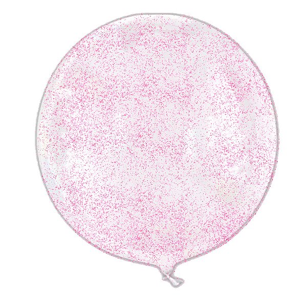 Balão Bubble Transparente com Glitter Rosa - 11" 26cm - 1 unidade - PartiuFesta - Rizzo