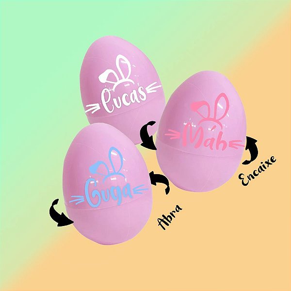 Ovo Surpresa c/ Encaixe Rosa Personalizável - Orelhinha - 1 unidade - Rizzo