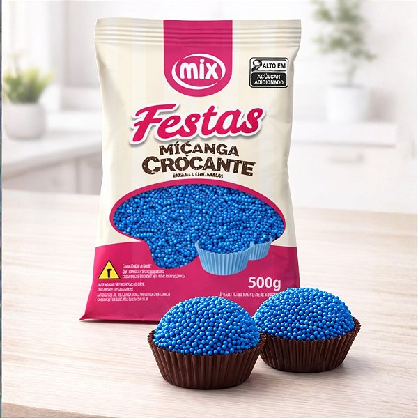 Confeito Miçanga - Azul - 500g - 1 unidade - Mix