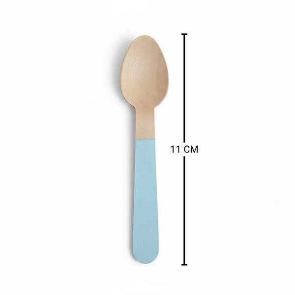 Colher de Madeira - Azul - 11cm - 10 unidades - ArtLille - Rizzo