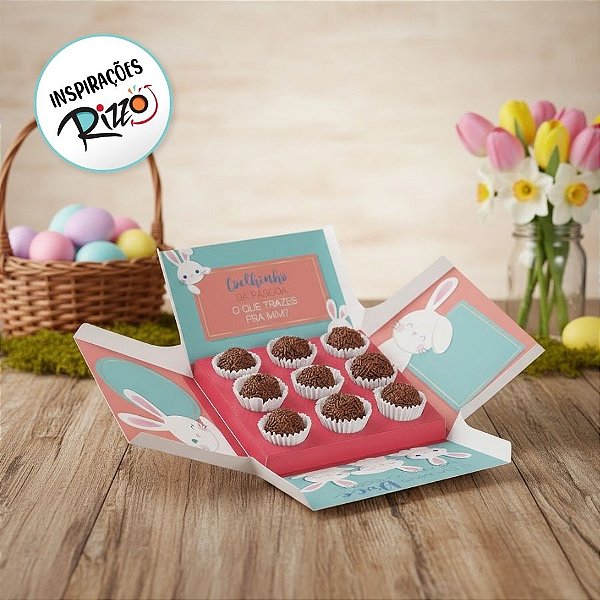 Caixa Surpresa para Brigadeiro Coelhinhos - 01 Unidade - Cromus Páscoa - Rizzo