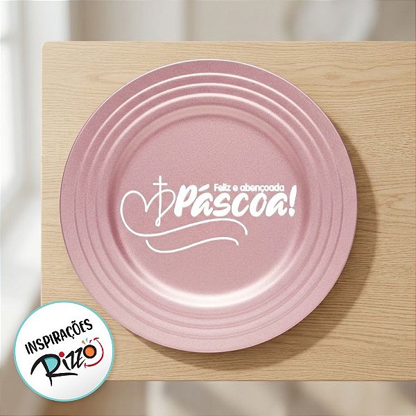 Sousplat Rosa Brilhante c/ Borda Listras - 1 unidade - Rizzo