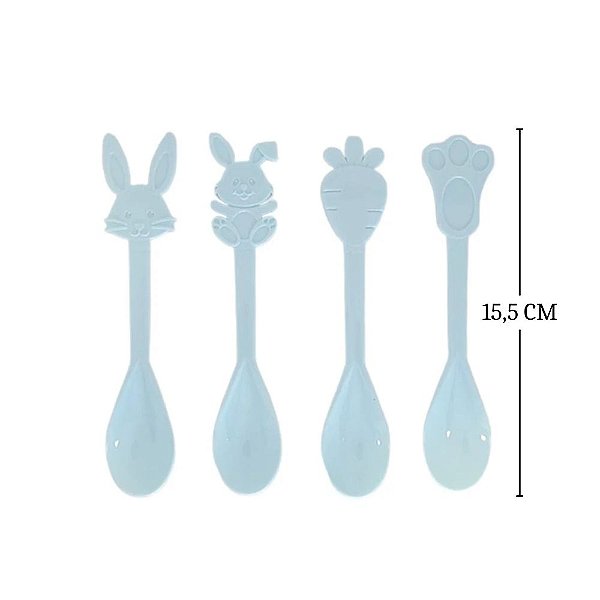 Colheres Decorativas de Páscoa - Azul Candy - 15,5cm - 12 unidades - Rizzo