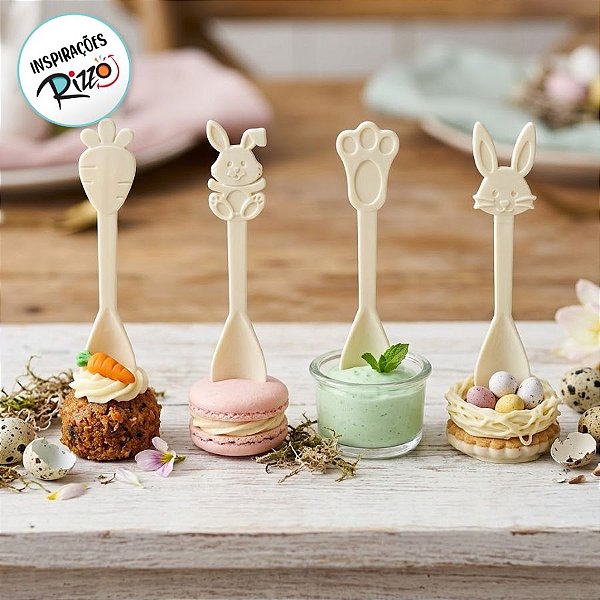 Colheres Decorativas de Páscoa - Amarelo Candy - 15,5cm - 12 unidades - Rizzo