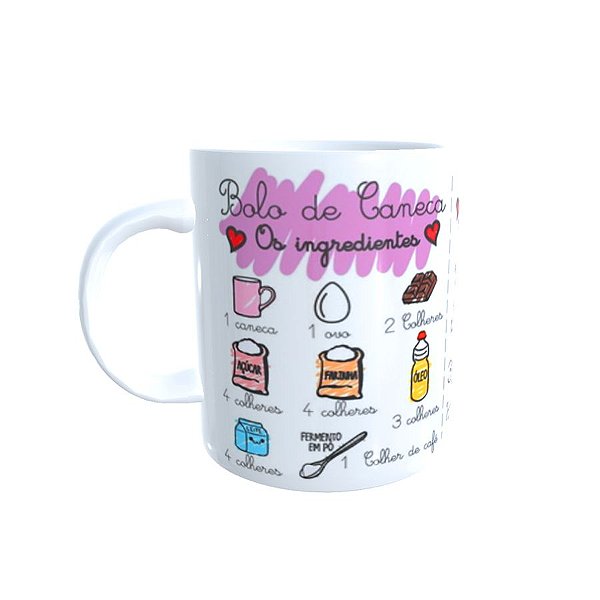 Caneca de Porcelana Receita de Bolo  - 1 unidade - Rizzo