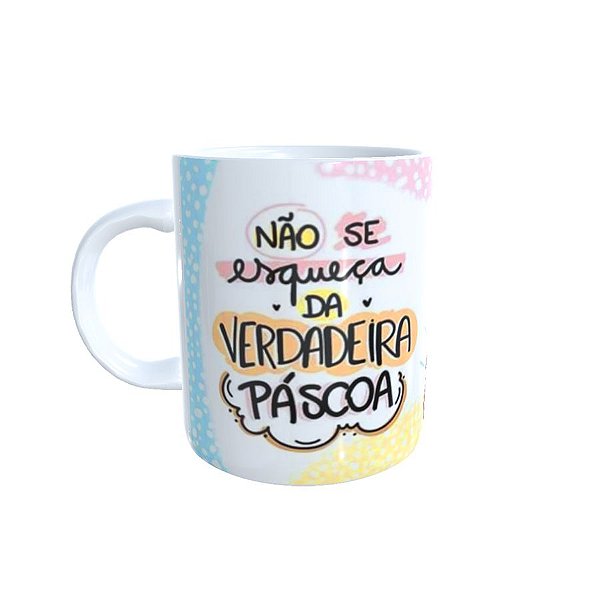 Caneca Meme Flork Boneco Palito Feliz Páscoa - Preta