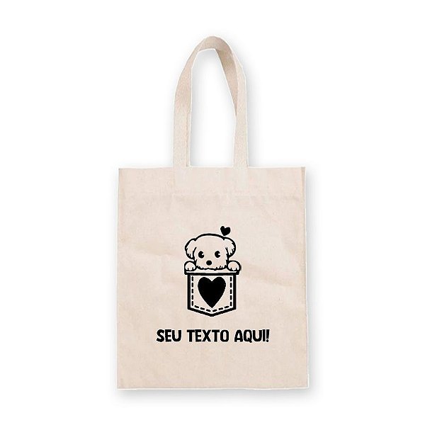 Sacola de Algodão Cru Personalizada Love Dog - 22cm x 33cm - 1 unidade - Rizzo