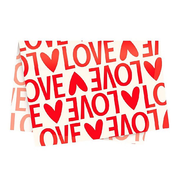 Papel de Seda - 49x69 - Love On Top Vermelho - 10 unidades - Cromus - Rizzo