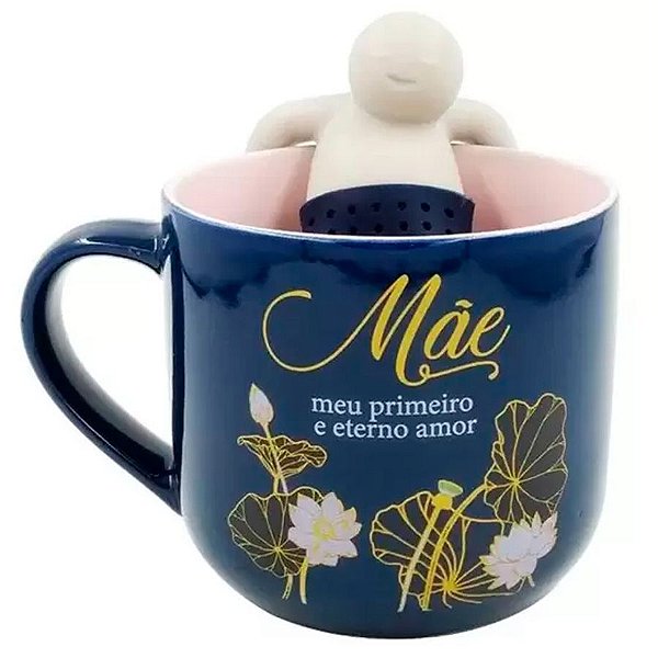 Caneca com Infusor de Chá "Mãe, Meu Primeiro amor" - 350ml - 1 unidade - Zona Criativa - Rizzo