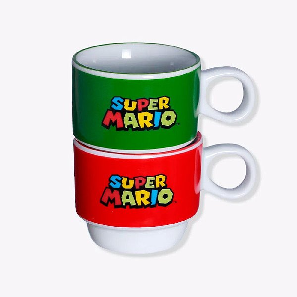 Kit Xícaras Empilhadas Super Mario - 150ml - 2 unidades - Zona Criativa - Rizzo