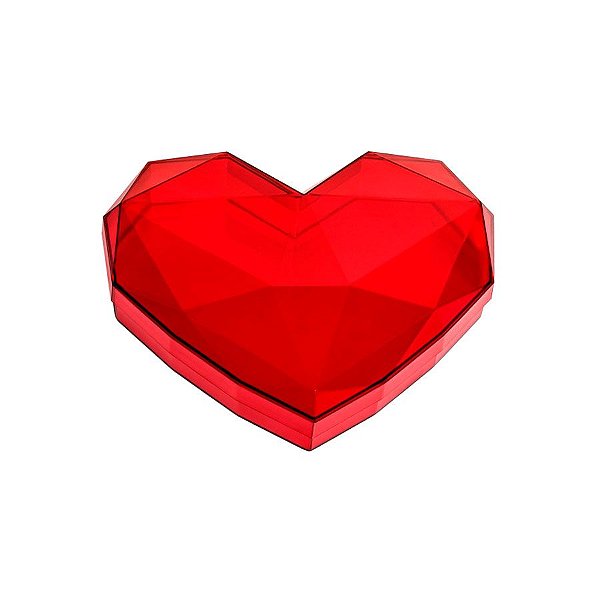Caixa Acrílica Coração Lapidado - Vermelho - 1 unidade - Rizzo