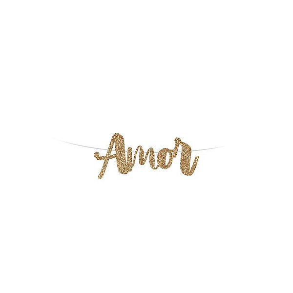 Faixa Decorativa "Amor" Glitter Dourado - 1 unidade - Cromus - Rizzo